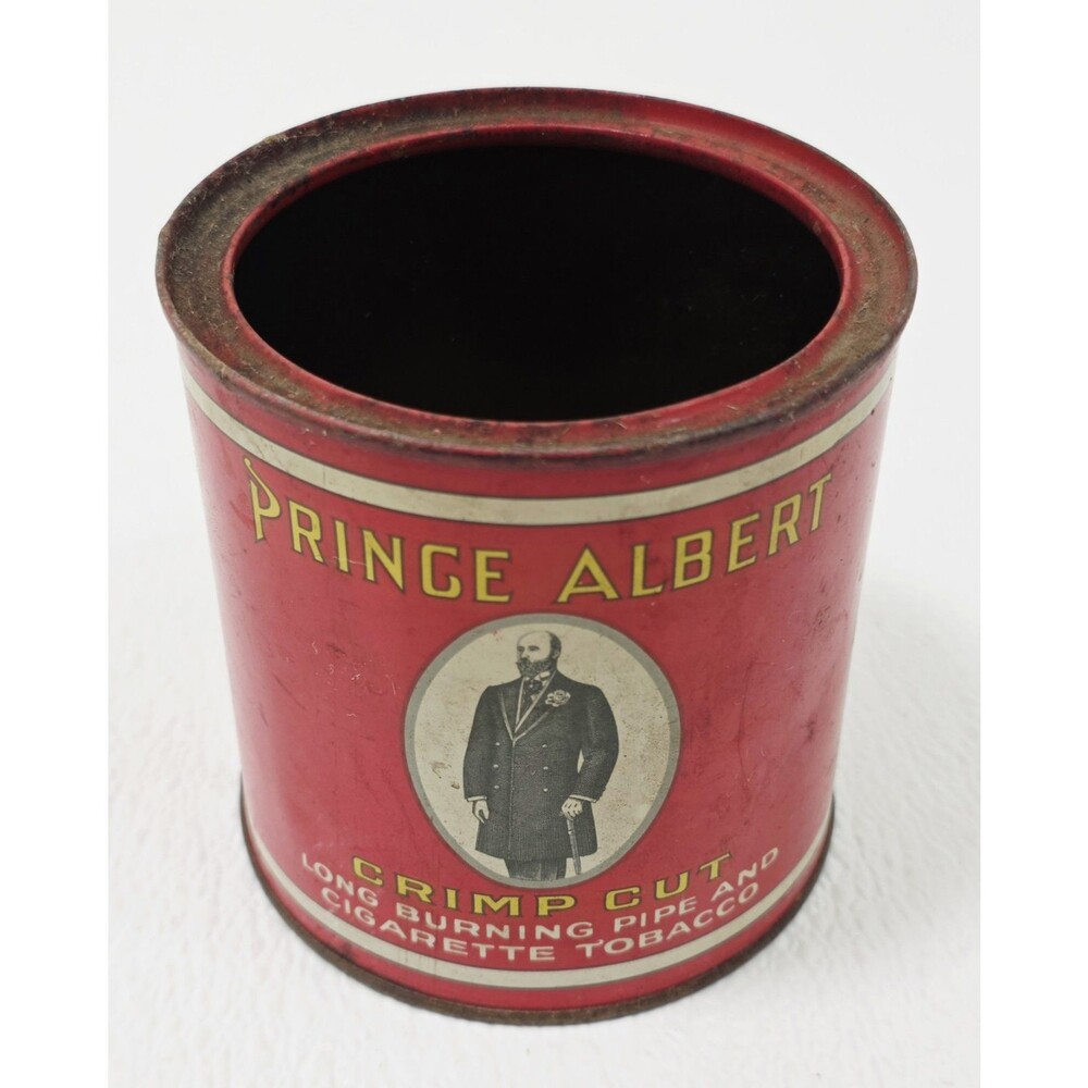 Vintage Prince Albert Crimp Cut Pipe and Cigarette Tobacco Tin Empty No Lid